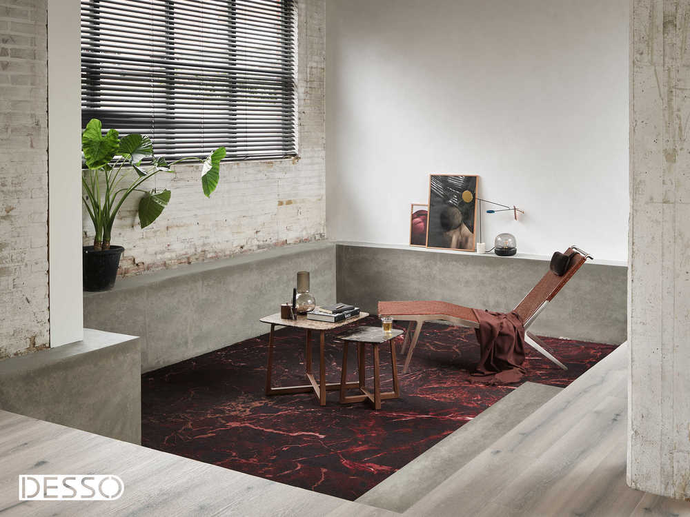 Desso Sense of Marble Volcano red 2118 Vloerkleed Blind gebandeerd